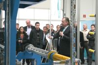 Thomas Kolbusch, vice president of Coatema, explaining the Prepreg production line